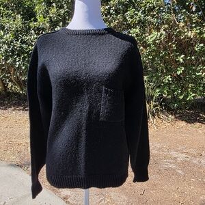 Talbots Vintage Black Wool Crew Neck Sweater Size Medium